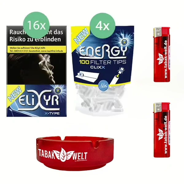 Elixyr Plus X-Type Zigaretten 16 x 23 + 400 Energy Filter Tips Clixx